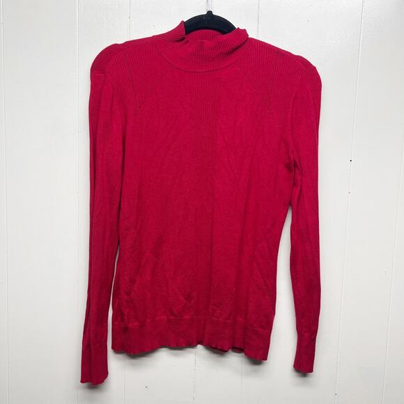 Tribal Mock Neck Pullover Red Long Sleeve Sweater Women's Size Medium - Picture 1 of 11
